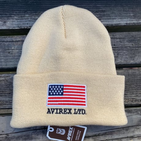 AVIREX アヴィレックス 星条旗 USAフラッグ ニットキャップ オフホワイト ユニセックス