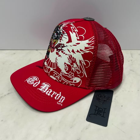 USA仕様 Ed Hardy エドハーディ Rhinestone Eagle Panther 鷹 豹 メッシュ トラッカーキャップ 黒 (EDC3)