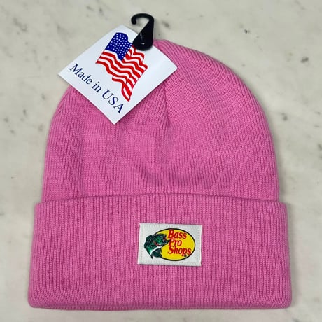 アメリカ製 全米最大級のアウトドアブランド Bass Pro Shops バスプロショップス ロゴラベル ニット帽 シャトーローズ (Bps95)