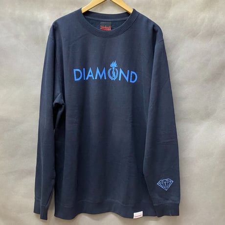 Diamond Supply ダイヤモンドサプライ  Torch クルーネック スウェット トレーナー ピスタグ付き 紺