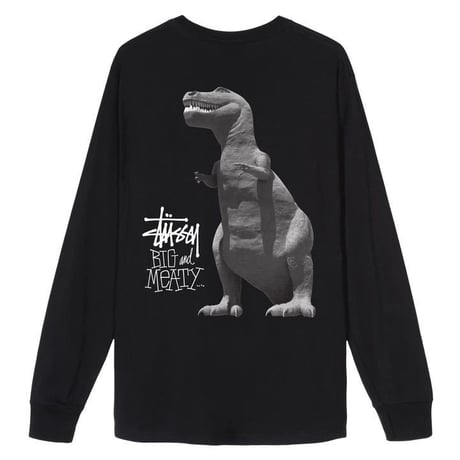 Stussy ステューシー BIG MEATY ビッグマイティ 恐竜 ショーンフォント 長袖 Tシャツ ロンT 黒 ブラック ストリート USA正規品