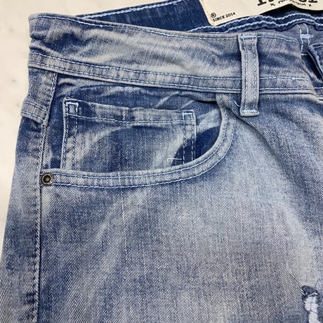 R3BEL RIPPED RUST STACKED FLARE DENIM スタックド フレアジーンズ ストレッチ (JNS3)