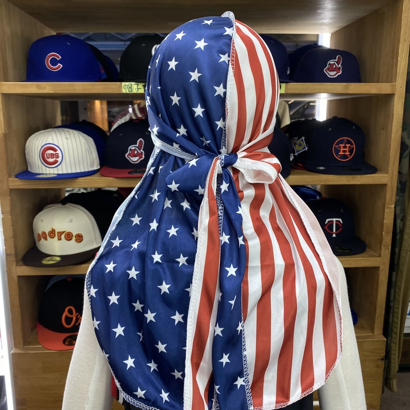 バイカラー 星条旗 DURAGドゥーラグ TIEDOWN インナーキャップ