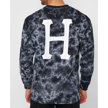 限定モデル HUF ハフ Popeye ポパイ 長袖 Ｔシャツ ロンＴ コラボデザイン tiedye タイダイ 黒