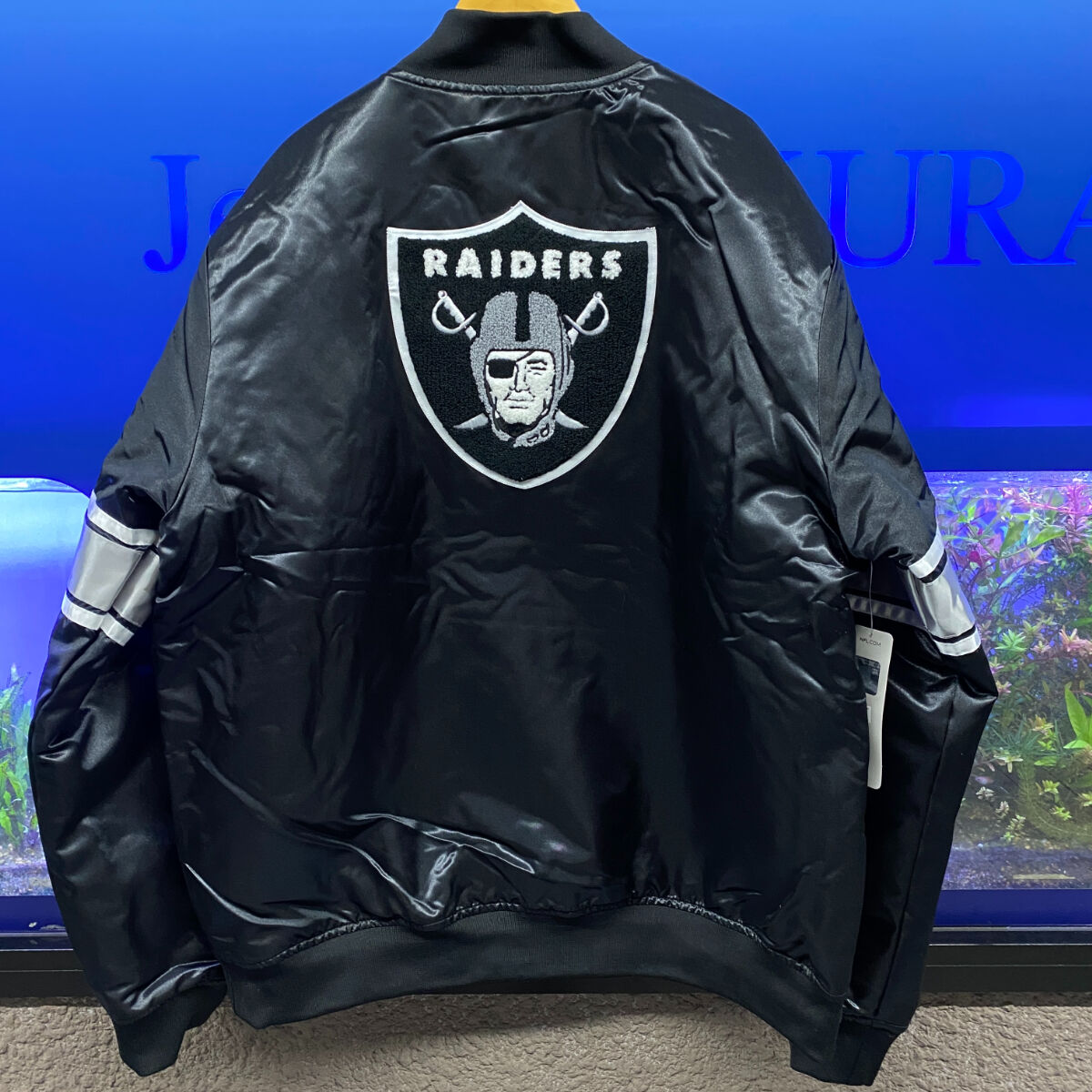 美品 ミッチェルアンドネス スタジャン レザー×メルトン RAIDERS 黒 M 