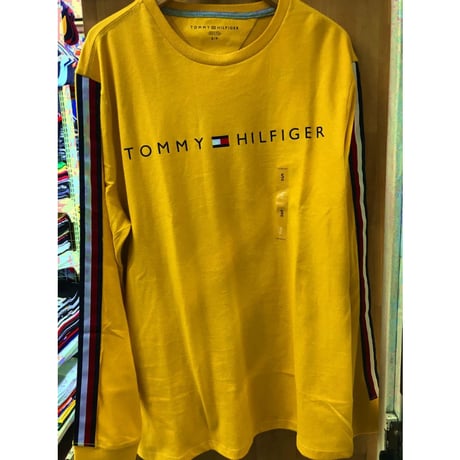 海外限定デザイン TOMMY HILFIGER トミーヒルフィガー  長袖 Tシャツ ロンT 黄色 トリコロール