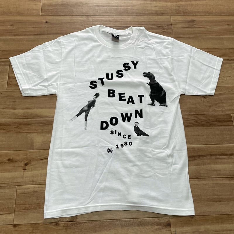 M】 Stussy ステューシー BEAT DOWN 半袖 Tシャツ 白 Big Meat...