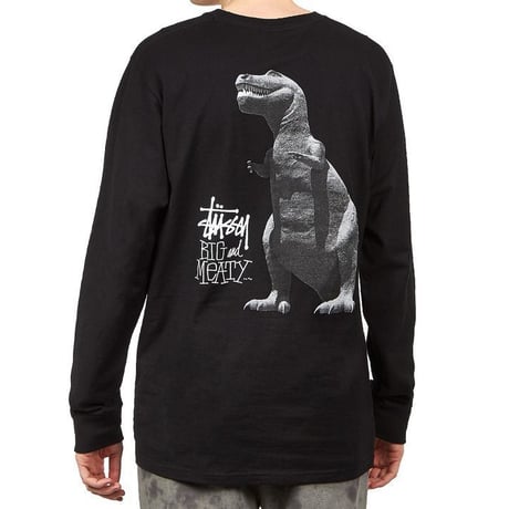 Stussy ステューシー BIG MEATY ビッグマイティ 恐竜 ショーンフォント 長袖 Tシャツ ロンT 黒 ブラック ストリート USA正規品