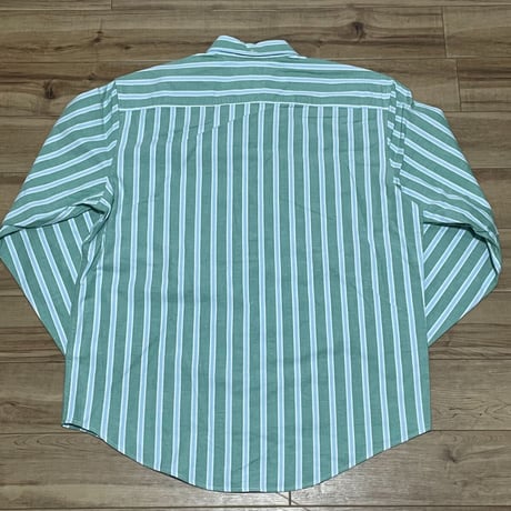 35th限定 TOMMY HILFIGER トミーヒルフィガー CREST ストライプ ボタンダウン 長袖シャツ 緑