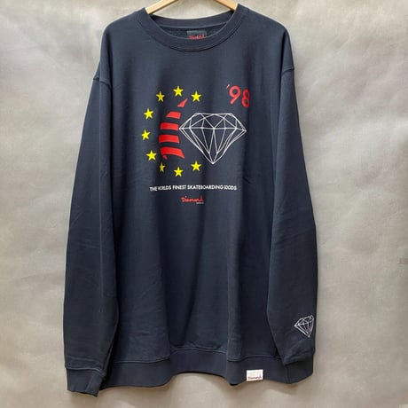 Diamond Supply ダイヤモンドサプライ WORLDS FINEST クルーネック スウェット トレーナー 紺