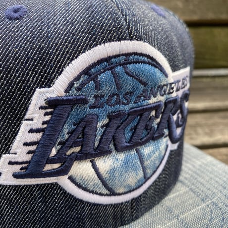 Mitchell&Ness ミッチェル&ネス LA ロサンゼルス Lakers レイカーズ 公式 スナップバックキャップ NBA デニム インディゴ バスケ