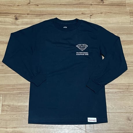 USA製 【S】 Diamond Supply Co. ダイヤモンドサプライ 長袖 Tシャツ 紺 ロンT スクエアロゴ (TL6)