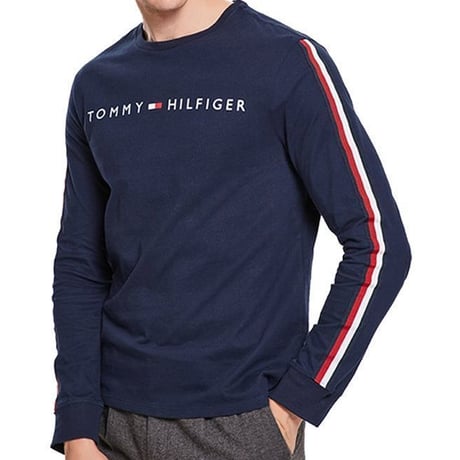 TommyHilfiger トミーヒルフィガー  長袖 Tシャツ ロンT ネイビー 紺 ロゴ テープ袖 ロングスリーブ