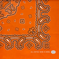 日本製 ペイズリー バンダナ Paisley Bandana 大判サイズ 綿100% オレンジ (BNDN60)