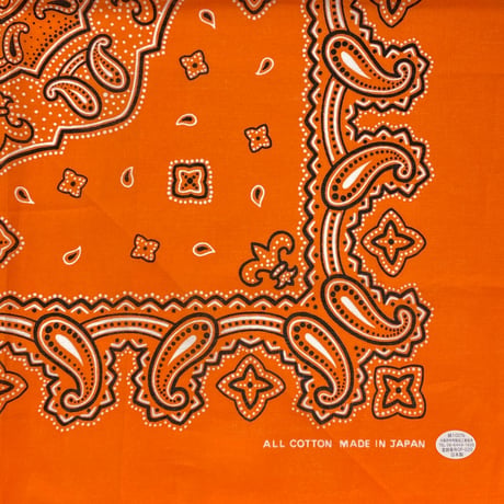 日本製 ペイズリー バンダナ Paisley Bandana 大判サイズ 綿100% オレンジ (BNDN60)