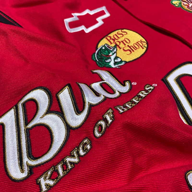 90s デザインレーシングジャケット　nascar ナスカー　デイルジュニア NASCAR ナスカー JHデザイン Bud バドワイザー レーシング
