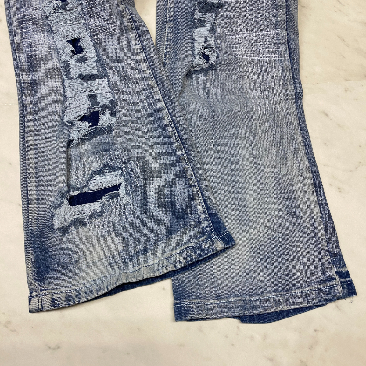 R3BEL RIPPED RUST STACKED FLARE DENIM スタックド フレア