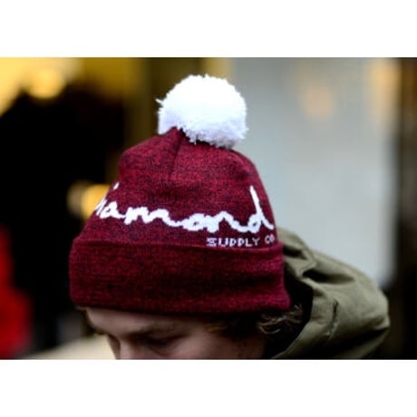 DIAMOND SUPPLY CO. ダイヤモンドサプライ ニット帽 OG スクリプト ビーニー バーガンディ