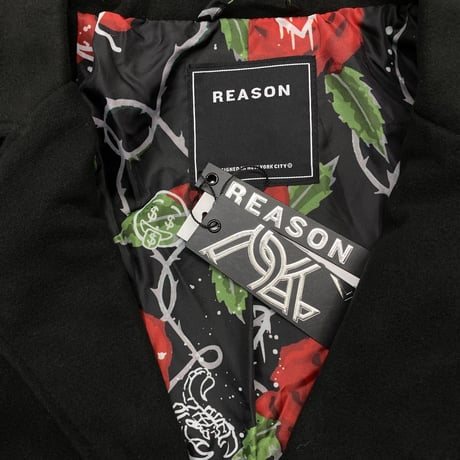 NY発 REASON NYC リーズン Ames エイムス ミディアム丈コート 黒 グレー バイカラー