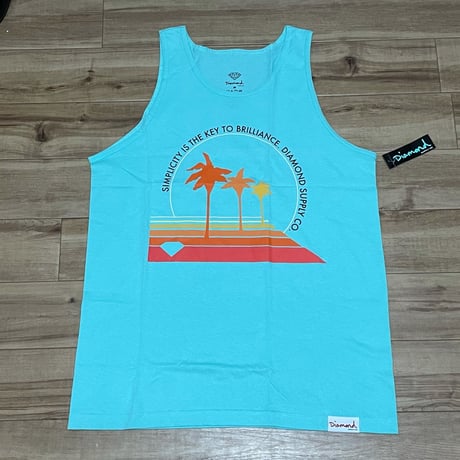 米国製 【M】 ダイヤモンドサプライ Diamond Supply Co タンクトップ DMNDブルー Palm Vibes