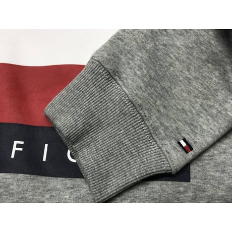 海外限定 TOMMY HILFIGER トミーヒルフィガー 肉厚 クルーネック トレーナー ビッグフラッグ グレー