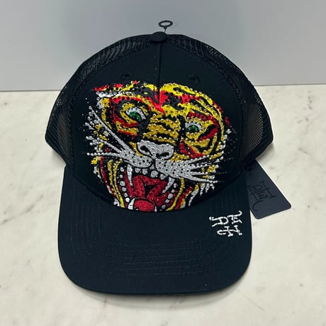 USA仕様 Ed Hardy エドハーディ Rhinestone Tiger タイガー メッシュ トラッカーキャップ Black (EDC1)