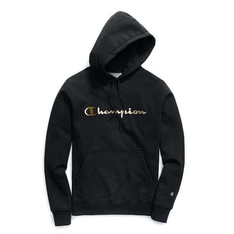 日本未発売 Champion USA チャンピオン GOLD ゴールドロゴ パッチ リバースウィーブ パーカー 黒