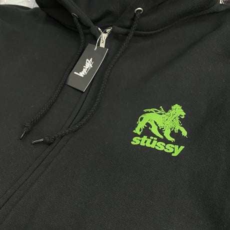 Stussy USA ステューシー ラスタライオン ZIP スウェット ジップアップ 裏起毛 パーカー 黒
