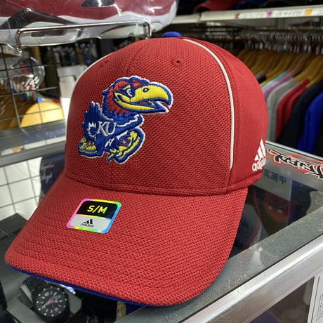 【S/M】 Adidas アディダス Collegiate カンザス大学 カンザス KU ジェイホークス 赤 フレックス キャップ