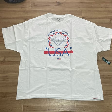 【4XL】 米国製 ダイヤモンドサプライ Diamond Supply Co. 半袖 Tシャツ 白 USA Team (T14)