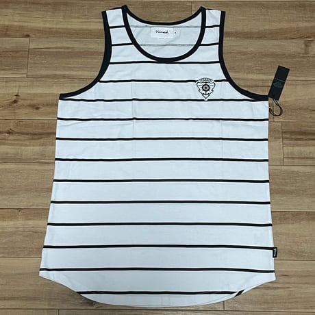 LA発祥 【M】 ダイヤモンドサプライ Diamond Supply Co ラウンドカット タンクトップ 白 ボーダー