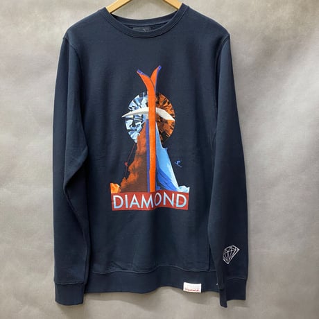 Diamond Supply ダイヤモンドサプライ PEAK クルーネック スウェット ベーシック トレーナー 紺
