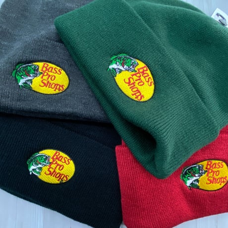 全米最大級のアウトドアブランド Bass Pro Shops バスプロショップス 刺繍ロゴ ニット帽 (Bps30)