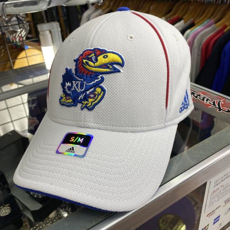 【S/M】 Adidas アディダス Collegiate カンザス大学 カンザス KU ジェイホークス 白 フレックス キャップ