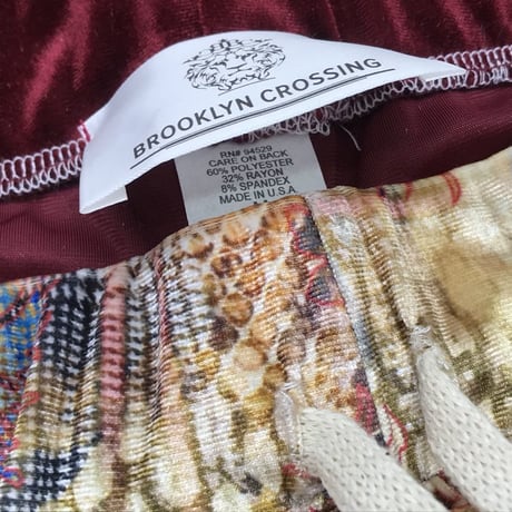 USA製 Brooklyn Crossing ベロア 総柄 セットアップ Men's ジップアップパーカー バーガンディ
