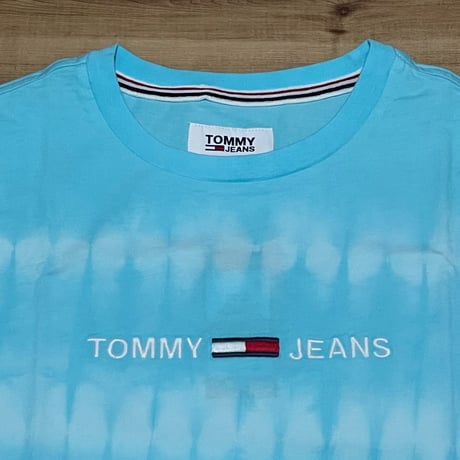 TOMMY JEANS トミージーンズ  半袖 タイダイ Tシャツ 刺繍ロゴ アイスブルー (st2)