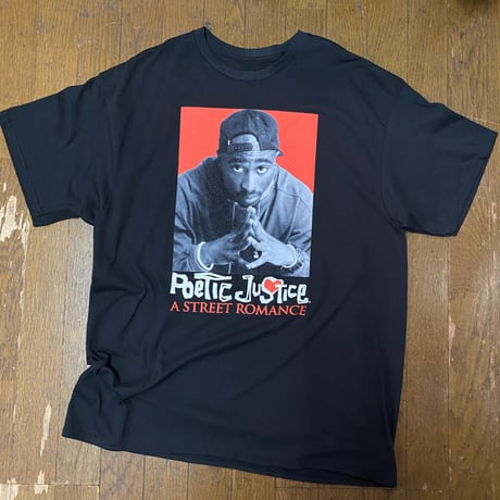 LA発 PoeticJustice グラフィック 半袖 Tシャツ 2PAC 2パック 黒 オレンジ HIPHOP
