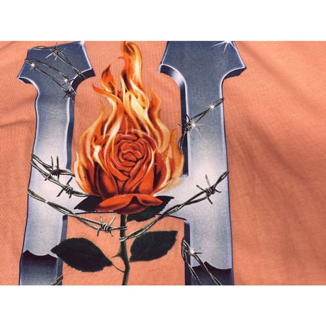 HUF ハフ EMBER ROSE 半袖 Tシャツ バラ 炎 Desert Flower サーモンピンク ストリート LA