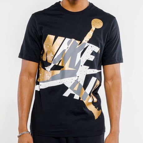 USAモデル NIKE ナイキ AIR JORDAN エア ジョーダン JUMPMAN HBR Tシャツ 黒 ゴールド (AJ9)