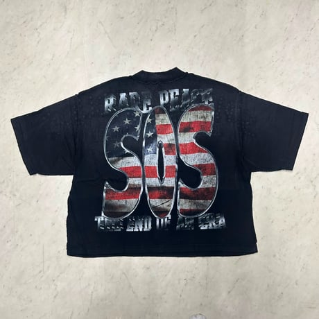 カリフォルニア発 Rare Peace レアピース End Of Era オーバーサイズ ラインスト―ン クロップドTシャツ (CropT41)