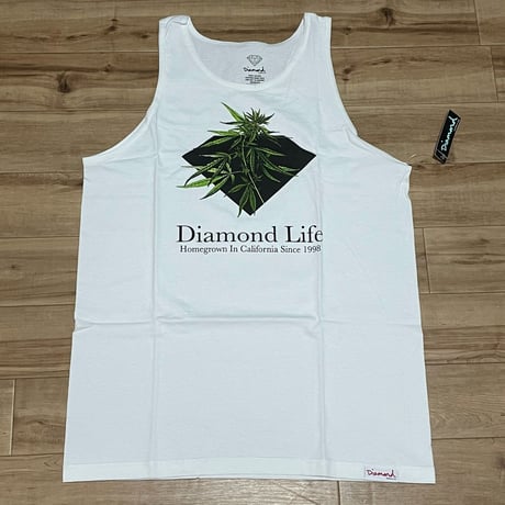 【L】 米国製 ダイヤモンドサプライ Diamond Supply Co タンクトップ 白 Homegrown  ストリート (TT3)