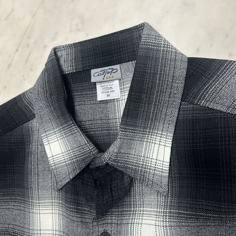 アメリカ製 CALTOP キャルトップ 半袖 オンブレチェックシャツ BLACK IVORY ブラック アイボリー (SBS35)