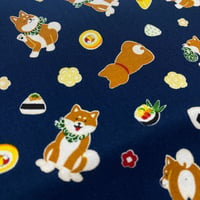 日本製 和柄 バンダナ 柴犬 大判サイズ 綿100% 紺 (BNDN2)