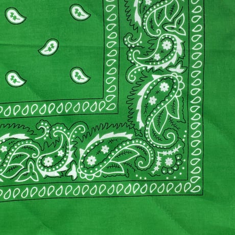 ペイズリー バンダナ Paisley Bandana ヴィンテージ調 大判サイズ 54cm 緑 (BNDN98)