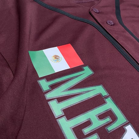 LA発 LA DREAMZ メキシコ MEXICO アンダーグラウンド グラフィック ベースボールシャツ バーガンディ (GFX-BB7)
