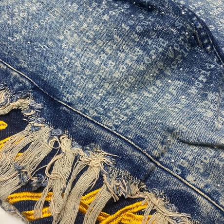 R3BEL RIPPED Rhinestone Stacked Flare Denim ラインストーン スタックド フレアジーンズ (JNS45)