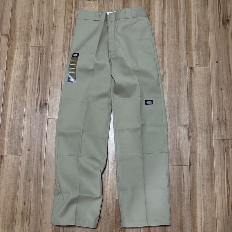 USAモデル Dickies ディッキーズ LOOSE FIT ダブルニー KH カーキ 極太...