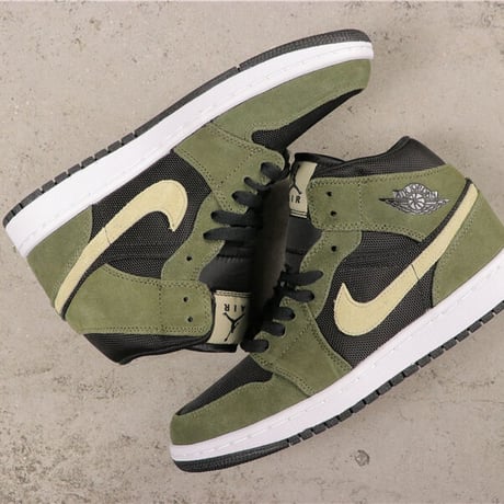 ラスト1  【24.5㎝】 NIKE ナイキ JORDAN1 ジョーダン1 MID ミッドカット WMNS スニーカー ミリタリー オリーブ us7.5 ヌバック NBA