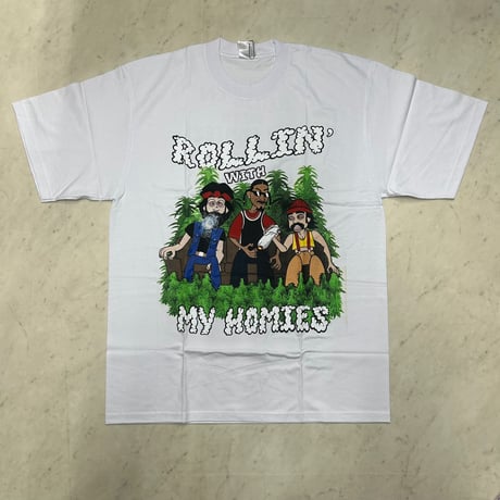 LA発 Cheech&Chong チーチアンドチョン グラフィック ヘビーウェイト Tシャツ 白 RWMH (GTS84B)