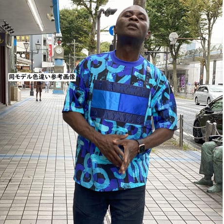 USAモデル TOMMY HILFIGER  TJ総柄 カラーブロック Tシャツ ミリタリーカラー (R4F-22)